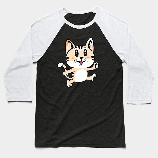 Cute cat Baseball T-Shirt by Paundra